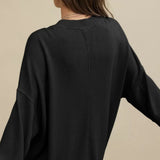 Crew Neck Solid Minimalist Relaxed Sweatshirt