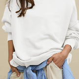 Crew Neck Solid Minimalist Relaxed Sweatshirt