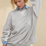 Crew Neck Solid Minimalist Relaxed Sweatshirt