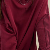 Crew Neck Solid Minimalist Relaxed Sweatshirt