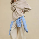 Crew Neck Solid Minimalist Relaxed Sweatshirt