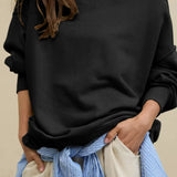 Crew Neck Solid Minimalist Relaxed Sweatshirt
