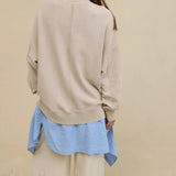Crew Neck Solid Minimalist Relaxed Sweatshirt