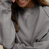 Crew Neck Solid Minimalist Relaxed Sweatshirt