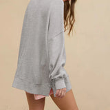 Crew Neck Solid Minimalist Relaxed Sweatshirt
