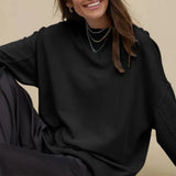 Crew Neck Solid Minimalist Relaxed Sweatshirt