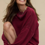 Crew Neck Solid Minimalist Relaxed Sweatshirt