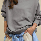 Crew Neck Solid Minimalist Relaxed Sweatshirt