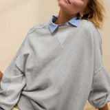 Crew Neck Solid Minimalist Relaxed Sweatshirt