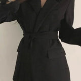 Belted Loose Fit Straight Blazer