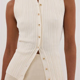 Sleeveless Cropped Knit Cardigan