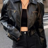 PU Leather Biker Bomber Jacket