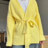 Relaxed Cozy Tie Waist Knit Cardigan