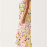 Strapless Ruffle Maxi Floral Dress