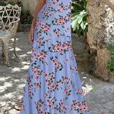 Off Shoulder Ruffle High Low Hem Floral Dress