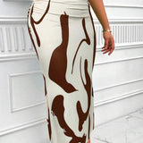 Zebra Print High Waist Bodycon Mermaid Maxi Skirt