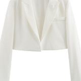 Solid Open Front Short Blazer