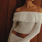 Off Shoulder Polka Dot Two Pieces Set