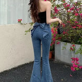 High Waist Butterfly Knot Flare Jeans
