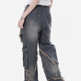 High Waist Wide Leg Workwear Jeans