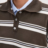 Relaxed Collared Striped Long Sleeve Blouse