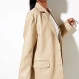 Single-Breasted PU Blazer