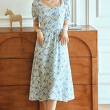 Printed Square Neck Floral Dress