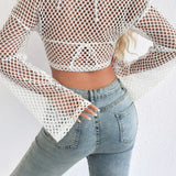 Crochet Bell Sleeve Crop Sweater