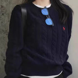 Gray Embroidered Pony Knit Sweater