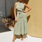 Boho Women Long A-Line Off Shoulder Elegant Sash Maxi Dress Women