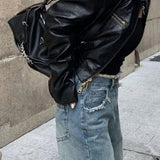 PU Leather Biker Short Jacket