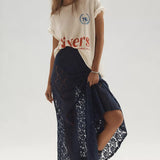 Chic Sheer Embroidered Lace Maxi Skirt