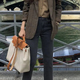 Plaid Woolen Button Blazer