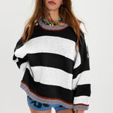 Loose Fit Striped Pullover Sweater