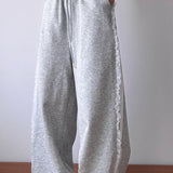 Lace Trim Wide Leg High Waist Pants