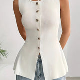 Casual Sleeveless Knit Sweater