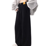 Black Baggy High Waist Straight Bottom