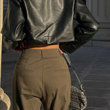 Grunge Style Faux Leather Jacket