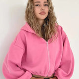 Zip Up Cropped Y2K Hoodie