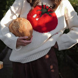 Embroidered Tomato Pattern Knit Sweater