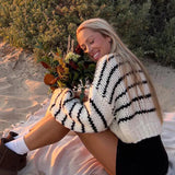 Striped Knit Pullover Sweater