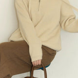 Drawstring Hooded Knit Sweater