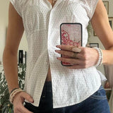 Versatile Red White Plaid Blouse