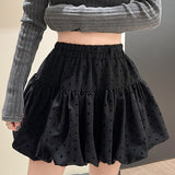 Polka Dot Black Belted Tulle Mini Skirt