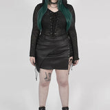 Women's Steam Irregular Personality Half Handsome Elastic Pu Leather Black Skirt