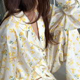 Floral Long Sleeve Cardigan Pants Loungewear Two Piece Set
