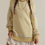 Striped Crew Neck Knit Sweater