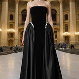 Crystal-Embellished Ruched Bustier Maxi Party Dress