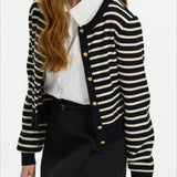 Striped Knit Layered Vest Cardigan