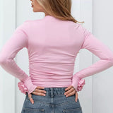 3D Floral Slim-Fit Long Sleeve Tee
